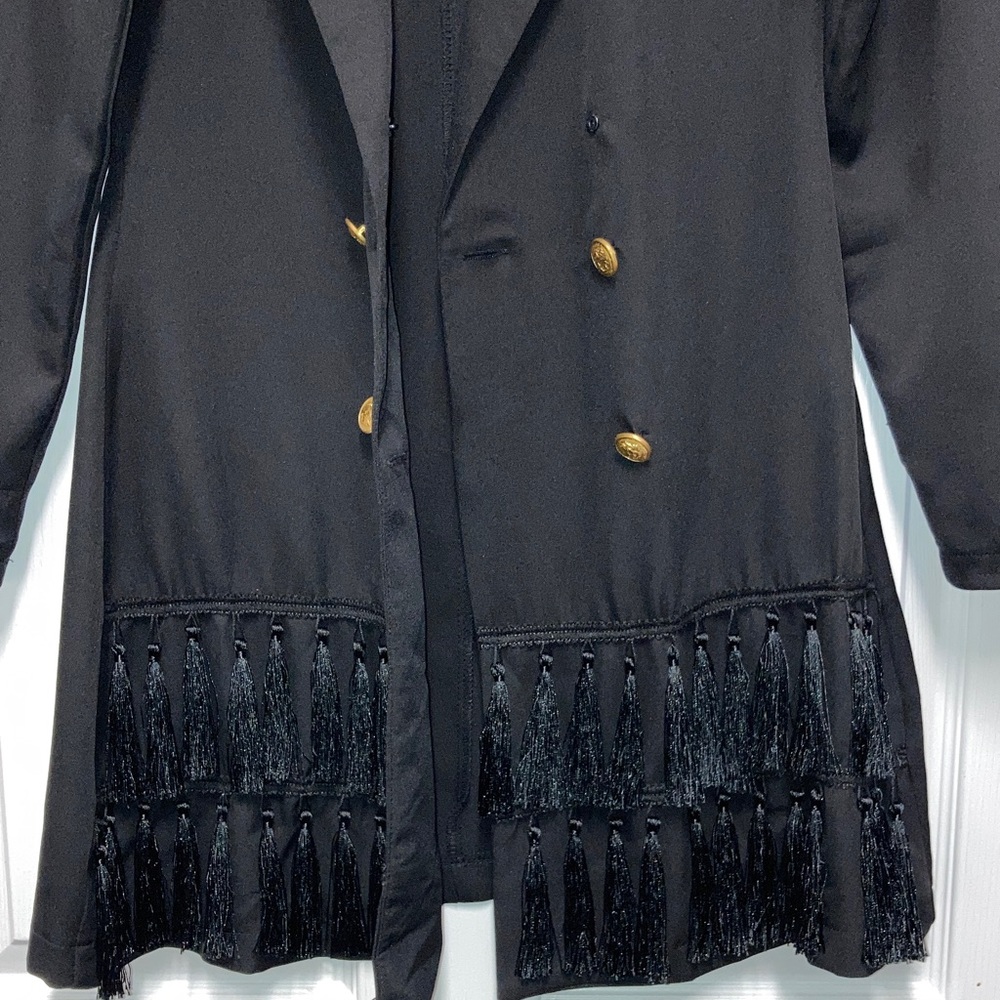 Black Double-Breasted Blazer Dress with Gold Buttons - Picture 3 of 4